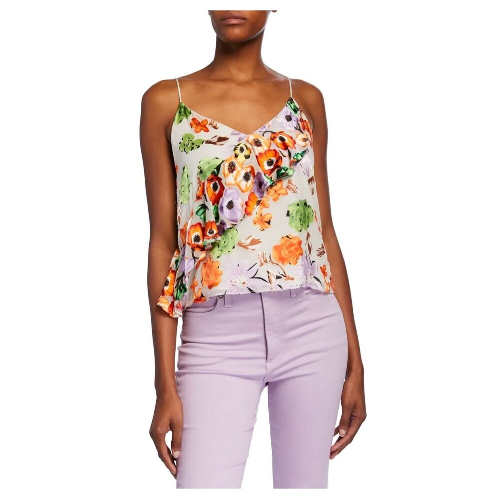 $385 Alice + Olivia Floral Silk Lined  Tank Top S